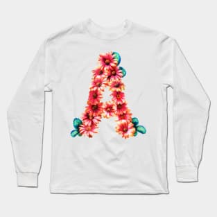 Letter A with flowers Long Sleeve T-Shirt